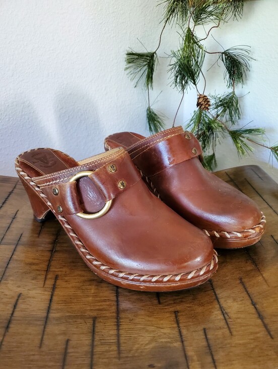 Frye Shoes - Frye Charlotte Leather Vintage Clog Mule Ring Harness Heels Western Boho